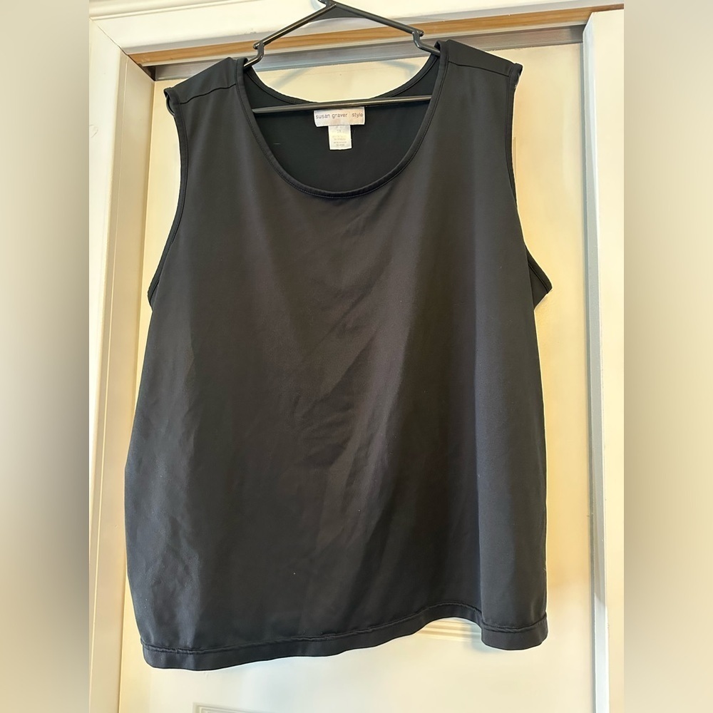 SUSAN GRAVER LIQUID KNIT TANK TOP Womens 2X Plus Stretch Office Business Casual